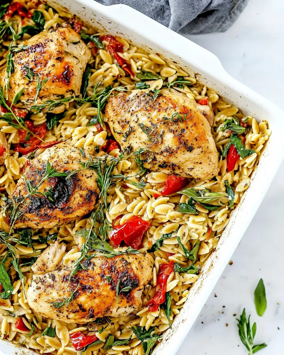 Delicious Tuscan Chicken and Orzo dish photo