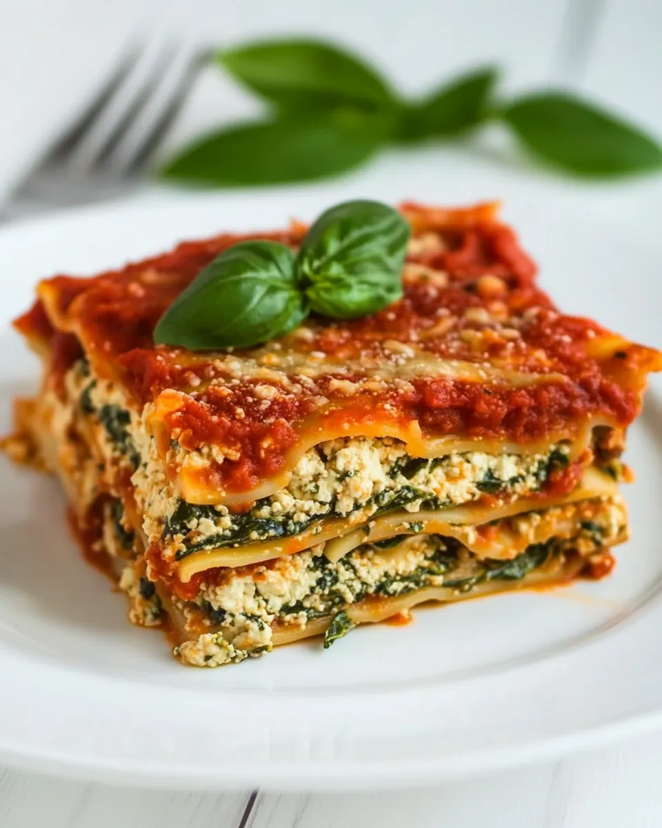 Delicious Vegan Spinach Lasagna (Tofu Ricotta) shot