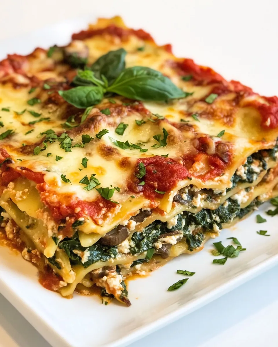 Easy Vegetarian Spinach Mushroom Lasagna recipe photo