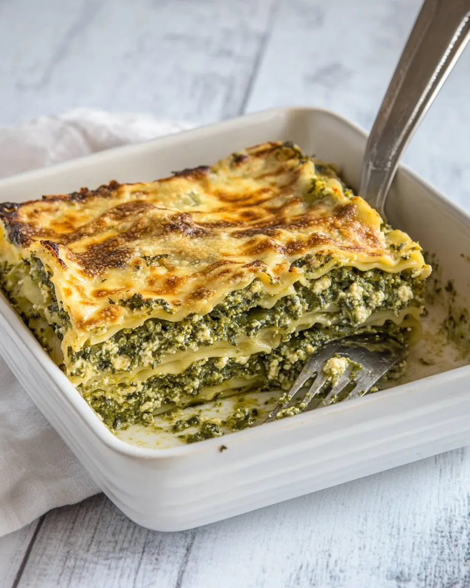 Delicious Veggie Pesto & Spinach Lasagna dish photo