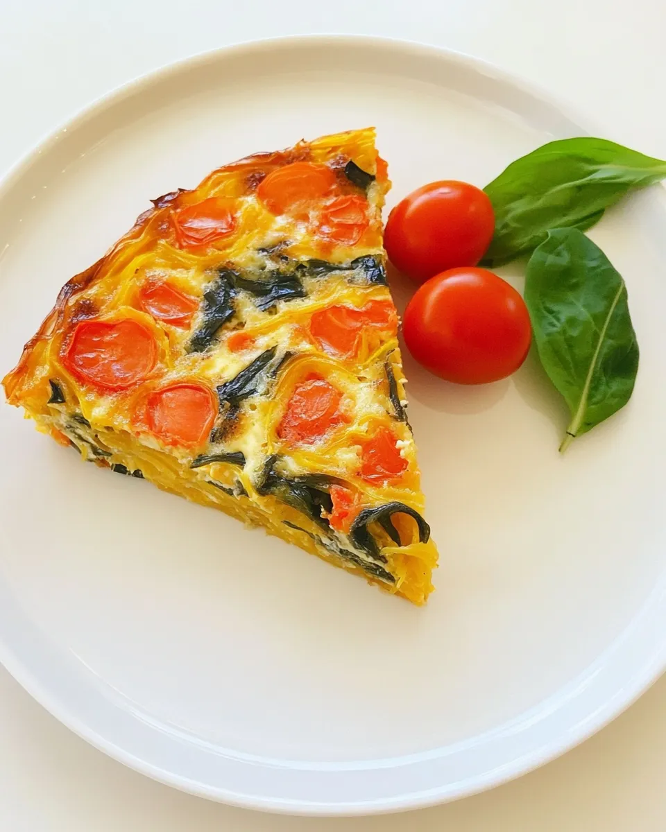 Delicious Veggie Quiche with Spaghetti Squash Crust plate image