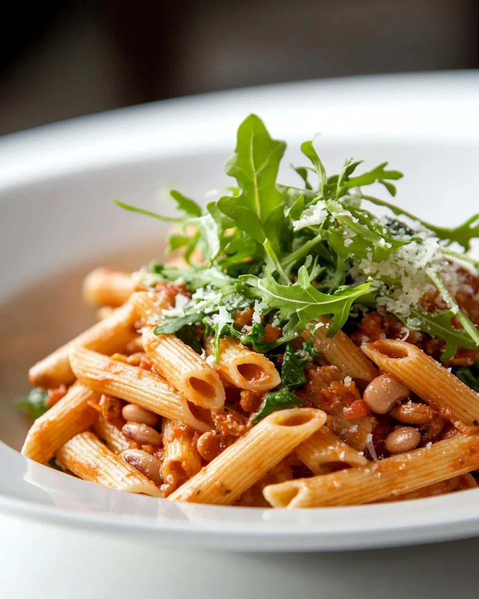 Classic Whole Grain Penne Pasta with Greens & Beans image