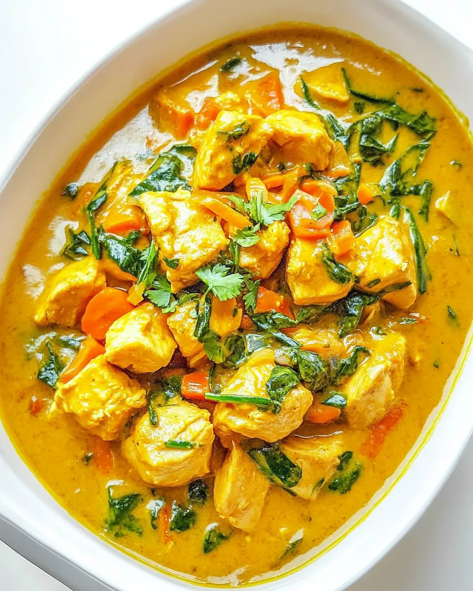 Delicious Yellow Thai Chicken Coconut Curry dish photo