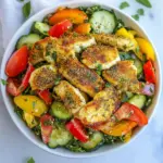 Homemade Zaatar Chicken Salad with Fried Halloumi Cheese photo