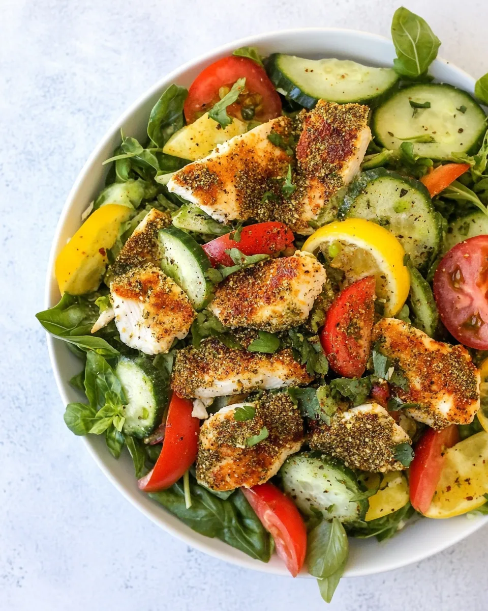 Easy Zaatar Chicken Salad with Fried Halloumi Cheese recipe photo