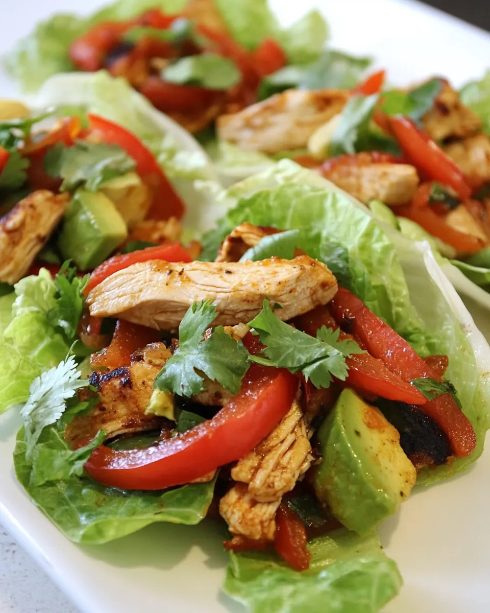 Healthy Zesty Chicken Fajitas in Lettuce food shot