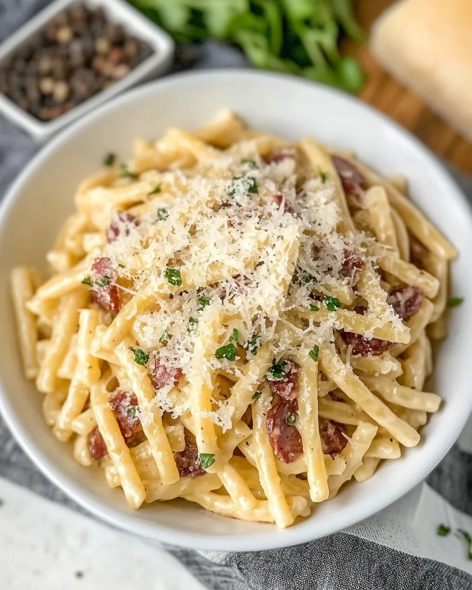 Classic Ziti Carbonara with Salami image
