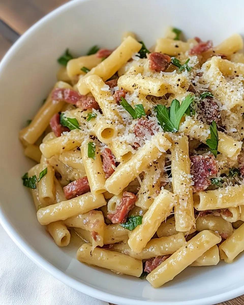 Easy Ziti Carbonara with Salami recipe photo